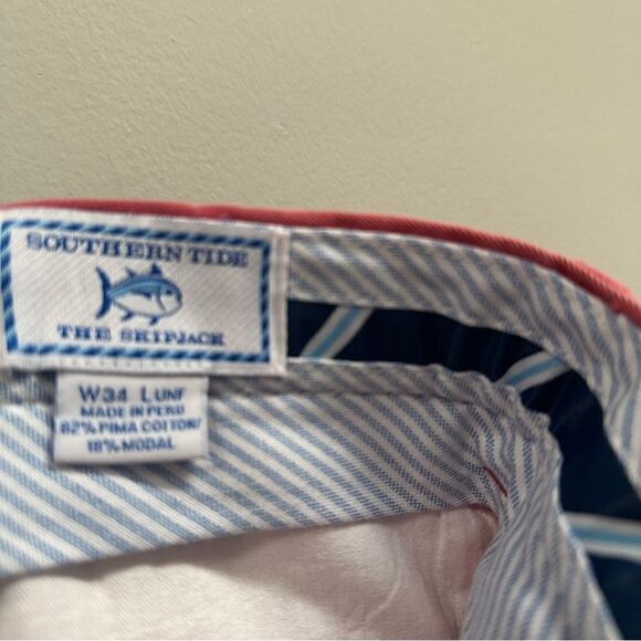 SOUTHERN TIDE Chino Pants Men Size 34 Skipjack Peach Salmon Pima Cotton - Picture 4 of 9